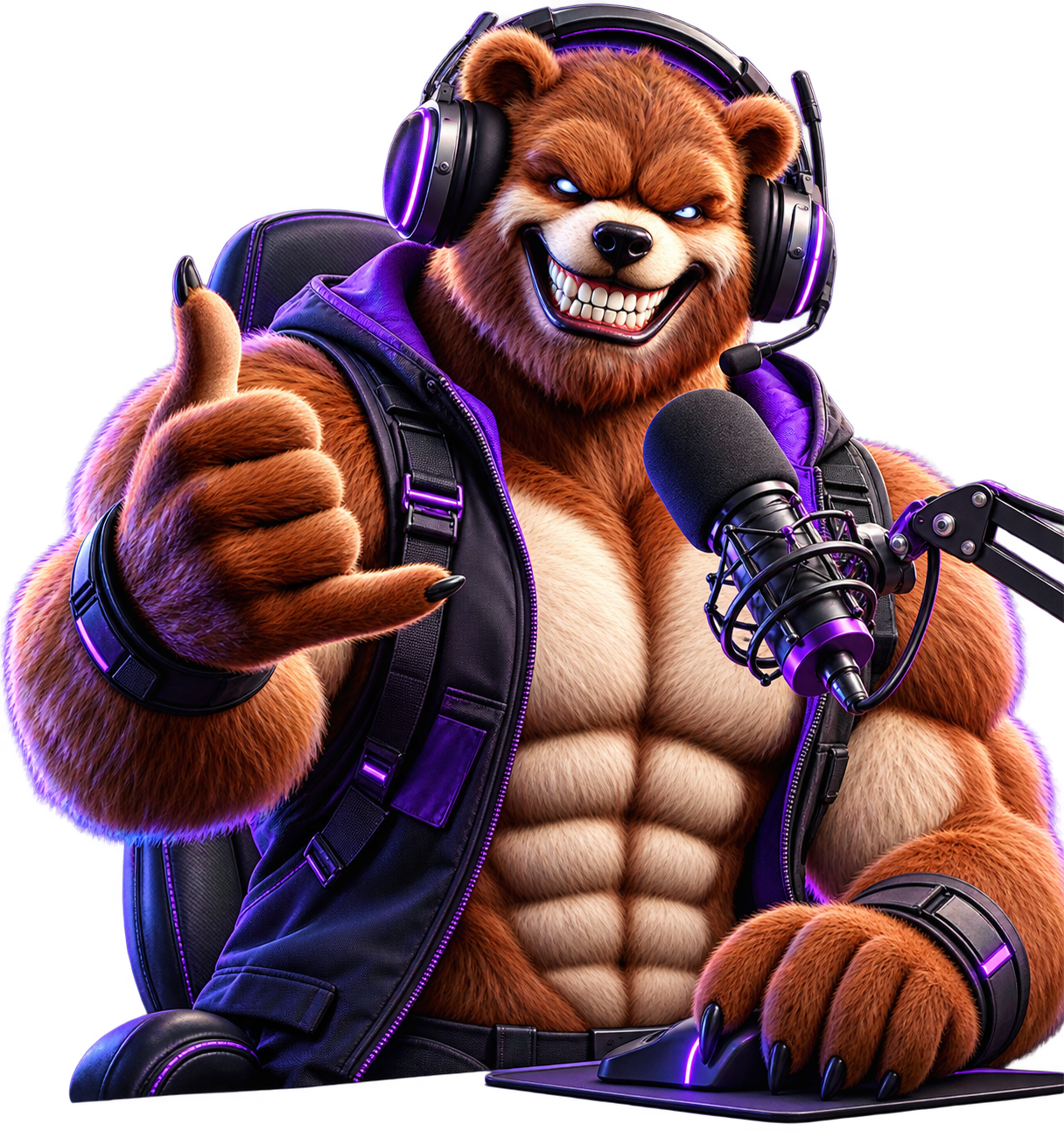 Fúria com roupa de streamer da Twitch
